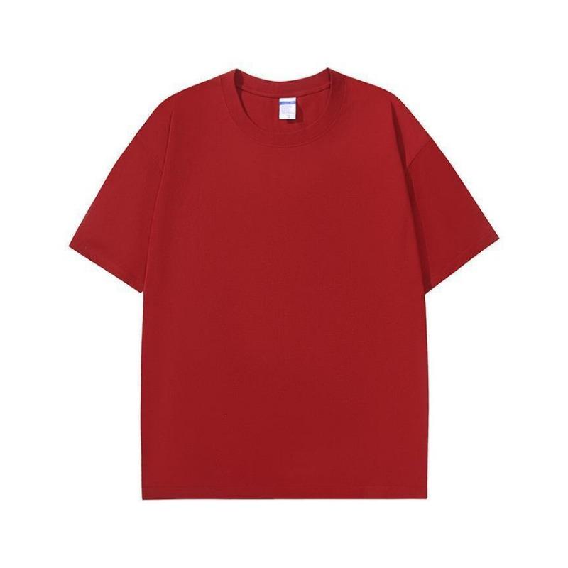 Letnia męska koszulka z czystej bawełny z okrągłym dekoltem, jednolita kolorystyka, proste t-shirty