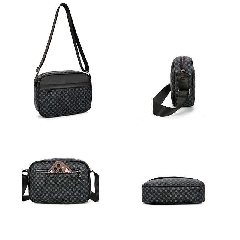 Casual Lightweight Business Shoulder Bags for Men PU Leather Messenger Bag Comfortable Wide Strap Crossbody Bags Designer Male