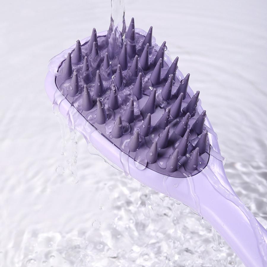 1PCS Ginkgo Biloba Shampoo Brush Massager Silicone Coarse Teeth with Handle Shampoo Comb Long Handle Shampoo Maker
