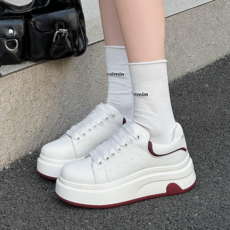 

Platform women s shoes spring new versatile round head lace-up casual sports shoes 40 красный