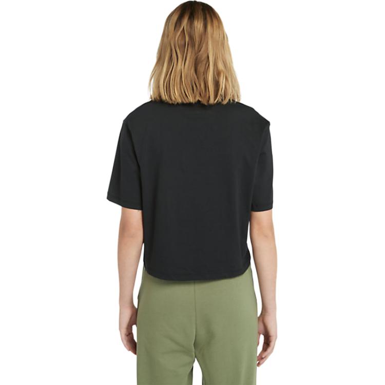 Timberland Einfarbiges Outdoor Freizeit Sport Rundhals Pullover Kurzarm Drop Shoulder T-Shirt Damen Oberteile Schwarz A5RZX-001