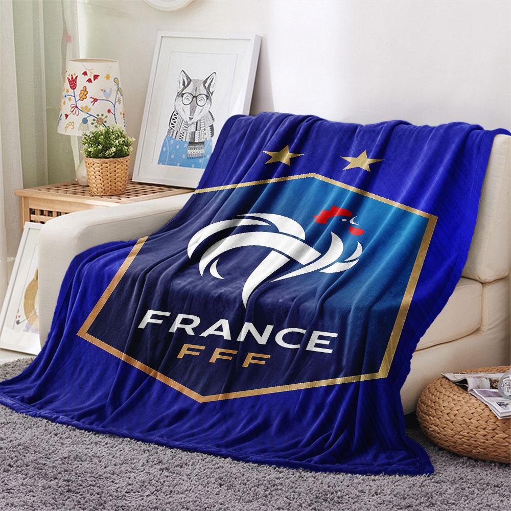 1PC France National Football Team Patterned Flannel Blanket Suitable For All Seasons for Home Decor Warmth and Comfort Gifts Holiday Present