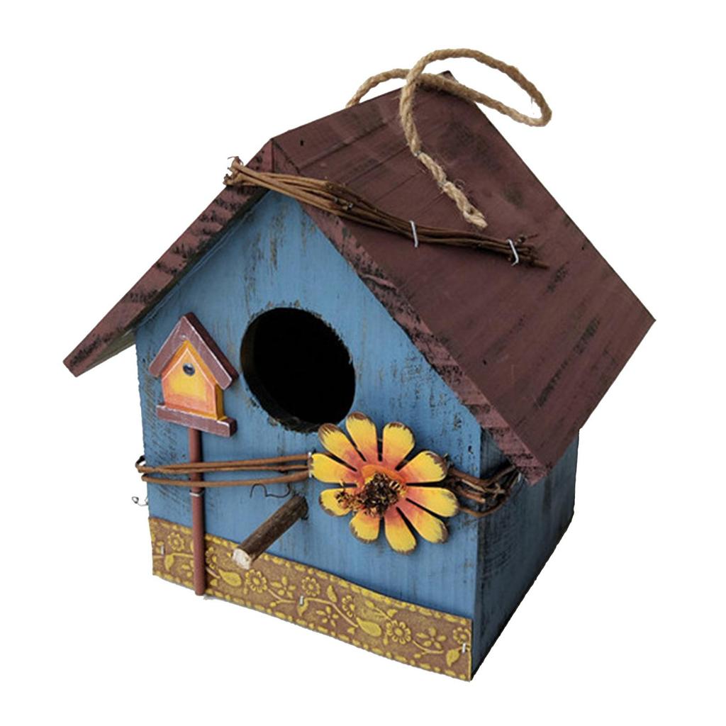 Hand-painted Hanging Bird House Box Outdoor Courtyard Decorative Birdhouses