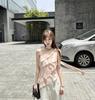 Laminated Lotus Leaf Edge Mulberry Silk Slanted Shoulder Streamer Shirt Women's Summer and Korean Sleeveless Top