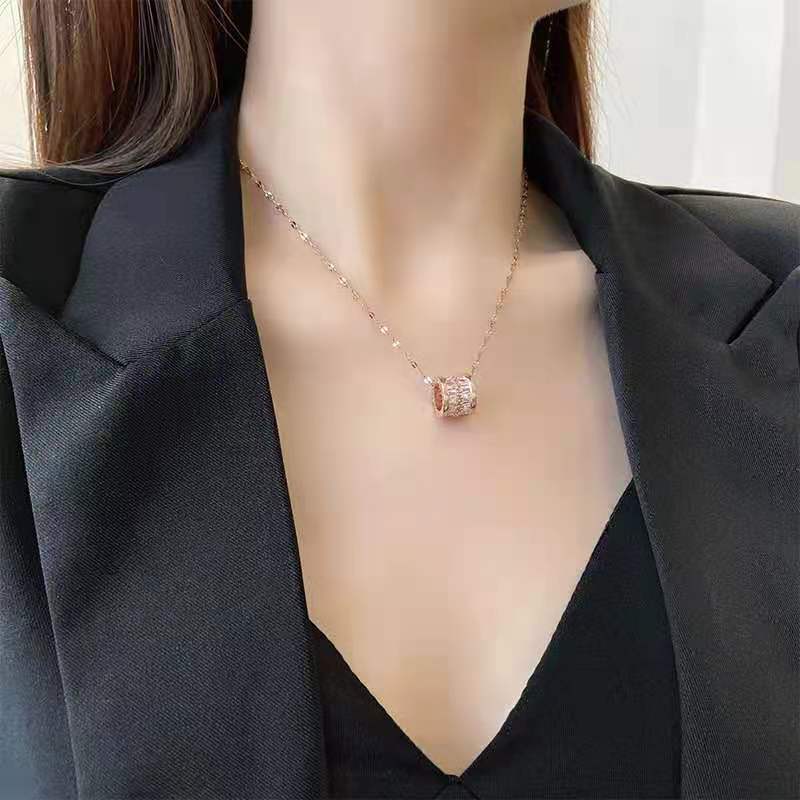 316L Stainless Steel 3 Color Round Pendant Necklace Minimalist Style Beautiful Woman Jewelry Accessories On Neck