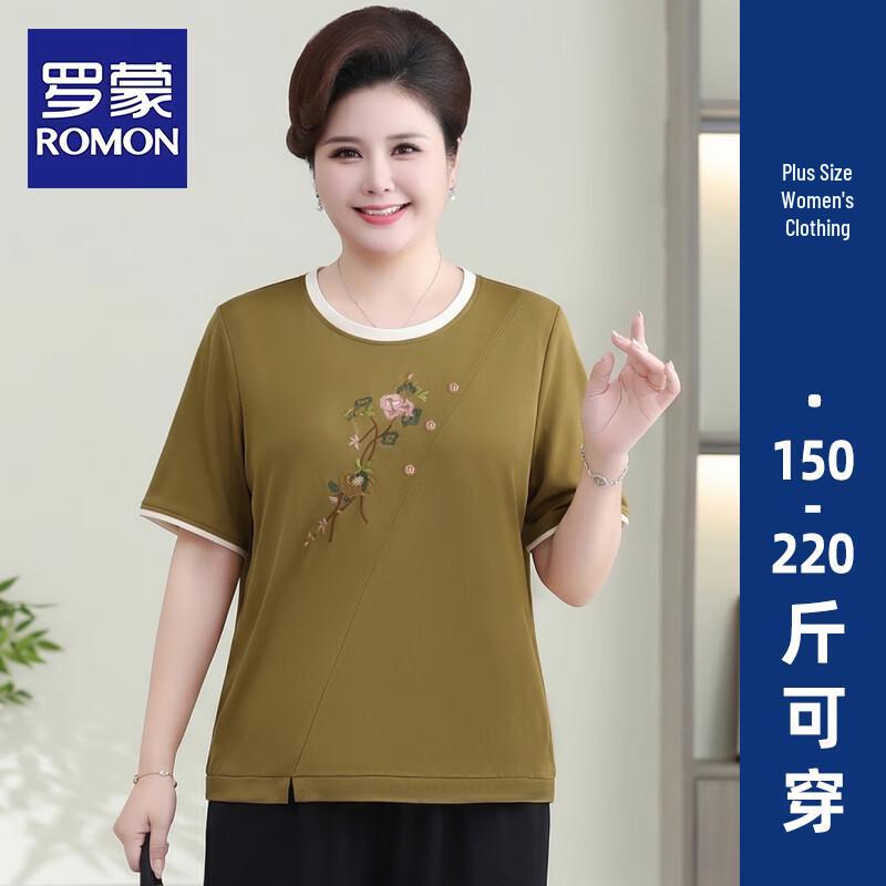 ROMON Plus Size Women s Summer Floral Short Sleeve T-Shirt 8XL