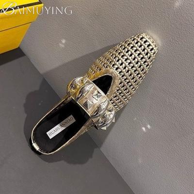 Scarpe Piatte da Donna Mules Lusso Ciabatte Estive Nuovi Sandali Tendenza 2025 Slingback Casual Donna Infradito Sandalias Mujer