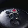 Jewelry Cultivation Ruby Sapphire Bloom Flower Ring Hollow Red Corundum Bouquet Ring