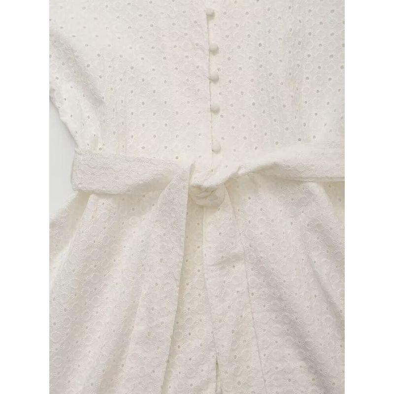 Jnleaog Autumn New Women's Clothing Fashion Style French Design Cut Out Embroider Short Dress 3307663