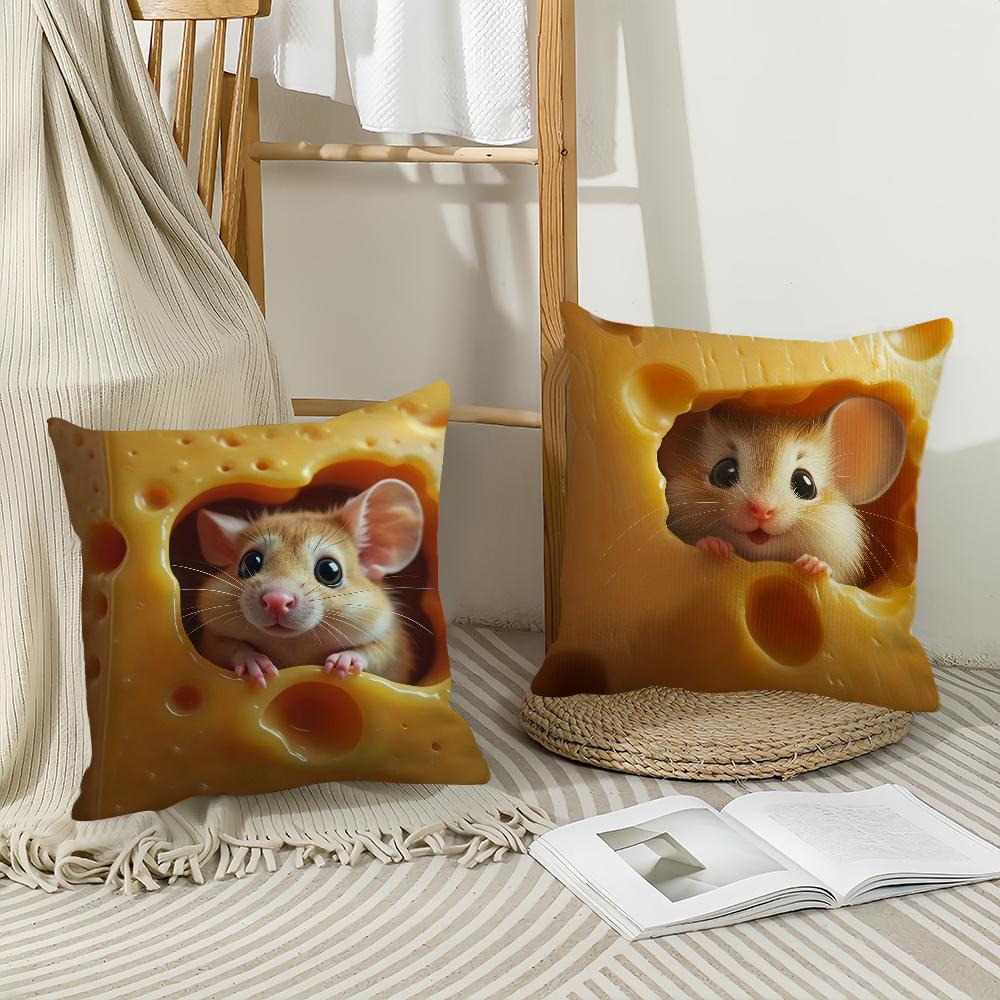 Kawaii Cute Mouse-In-Cheese Pillow Case Office Cushions Suitable For Sofa Car Bedroom Decorative Cushion Cover
