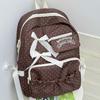Zaino a pois con fiocco, grande capacità, multi-scomparto, daypack, borsa scolastica alla moda per adolescenti