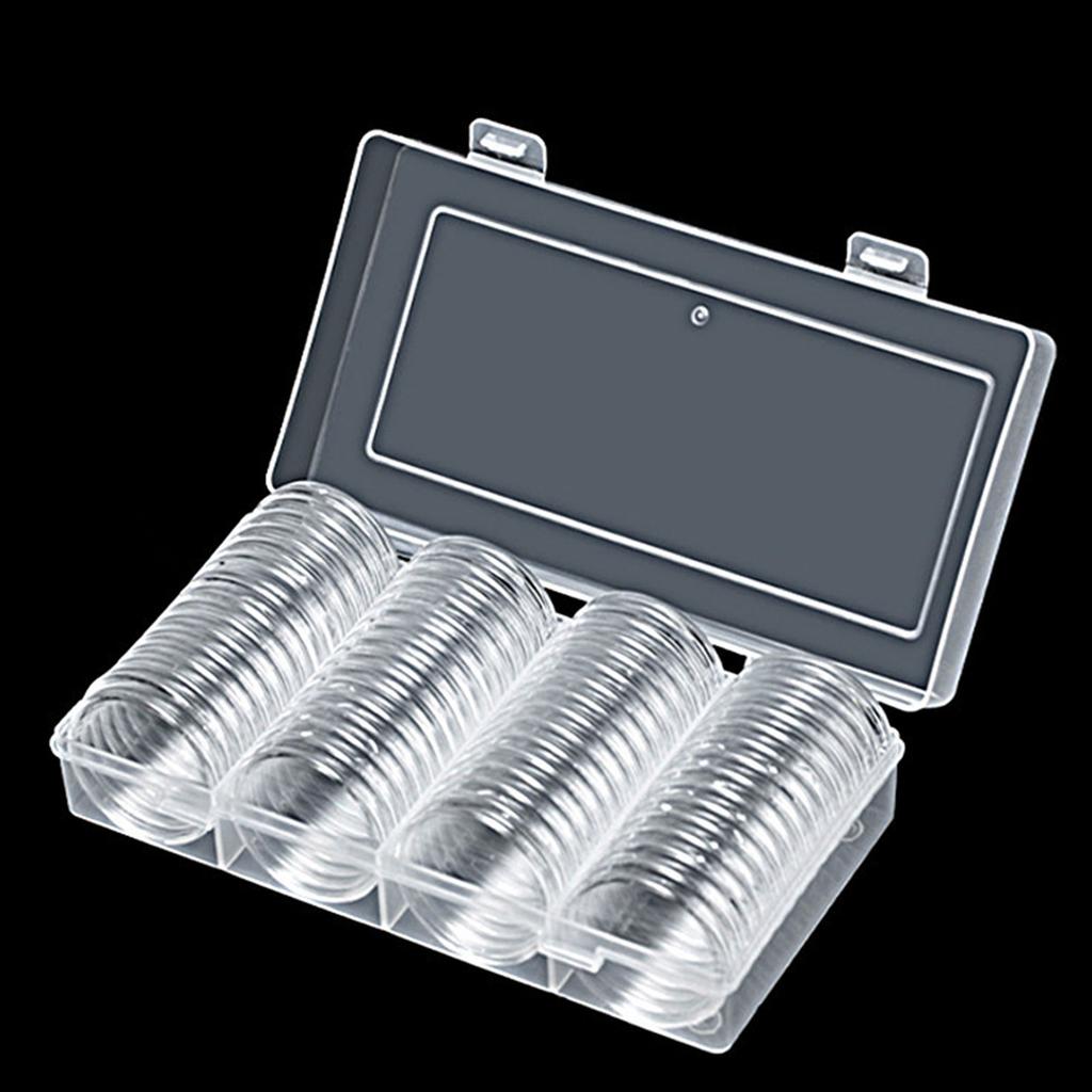 60pcs 40mm Round Coin Case for Display Silver Dollar Display Capsules Transparent Commemorative Medals Storage Box