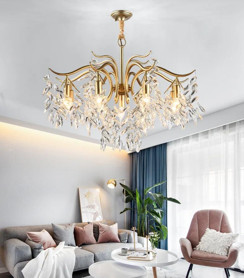 Nordic LED Luxury Crystal Chandeliers Lighting Villa Large Lustre Pendant Lamp for Hotel Hall Art Decor Light Fixtures