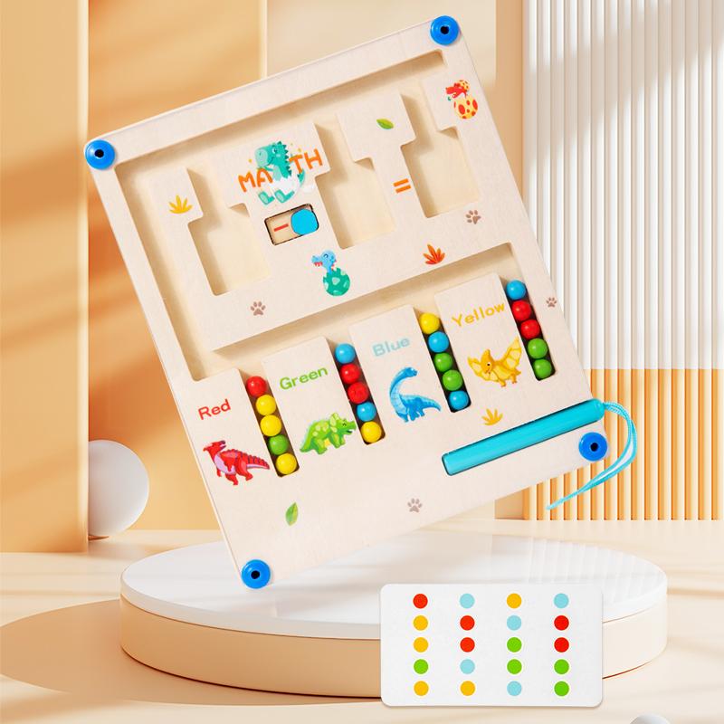 Wooden Magnetic Color Maze Sorting Board Montessori Toy Color Addition and Subtraction Game Educational Toys For Kids Age 3+