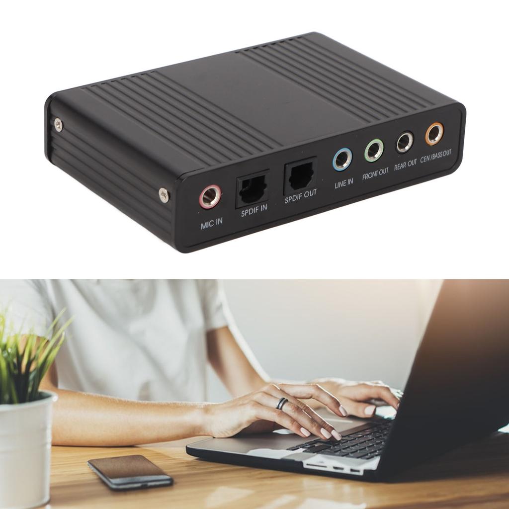 USB Sound Card 6 Channel 48kHz Sampling Rate Analog Play Recording External Sound Card for PC Laptop Computer