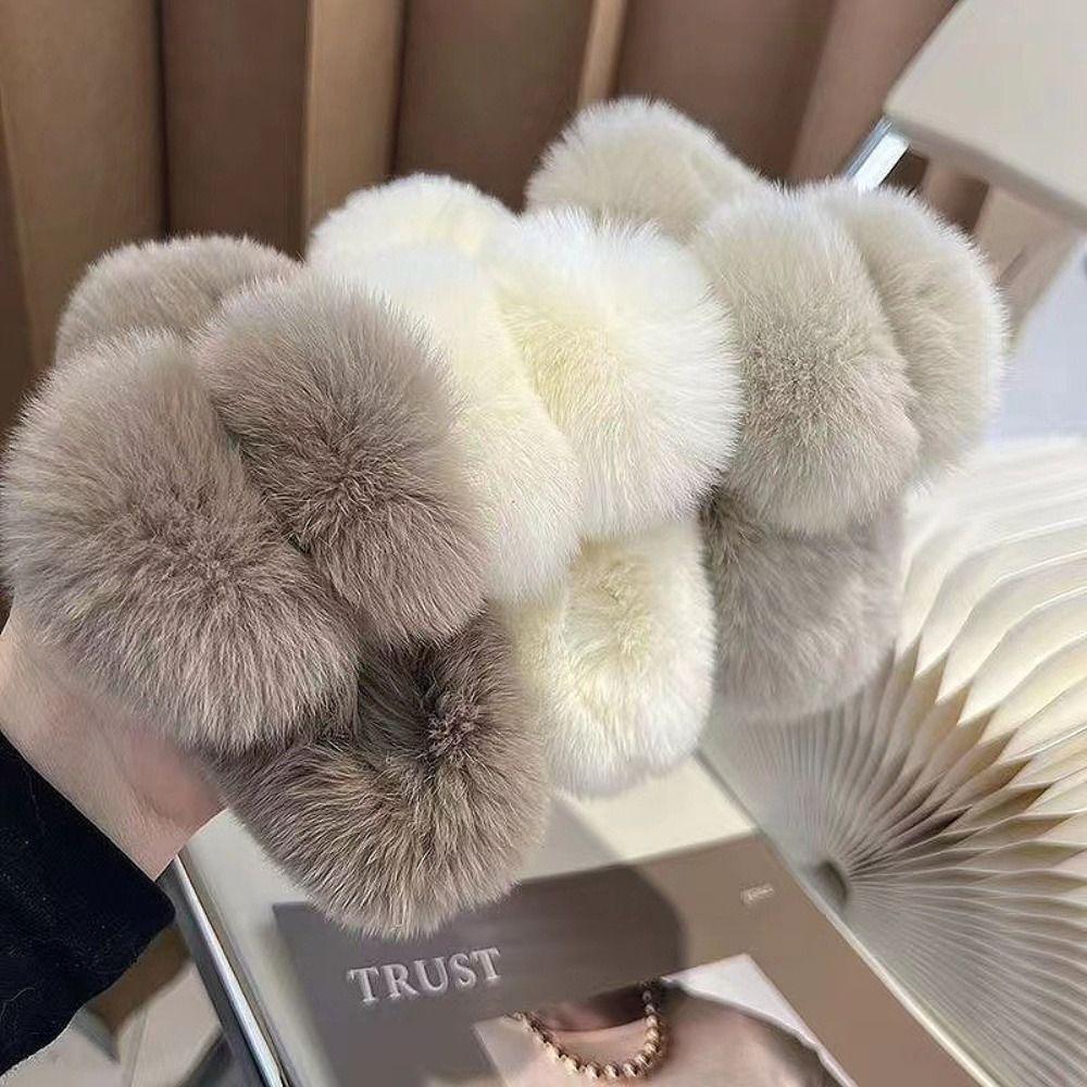 Pure Color Faux Fur Large Hair Clip Fluffy Winter Hair Accessories Plush Hair Claw Headwear