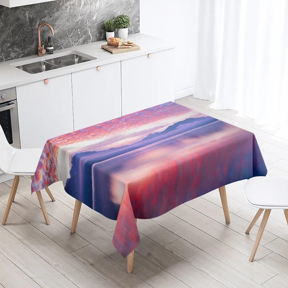Sunset Evening Glow Scenery Table Cloth Wedding Party Restaurant Banquet Decor Stain Resistant Waterproof  Home