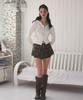 Rose Franz Embroidered Collar Wrap Skirt [Khaki]