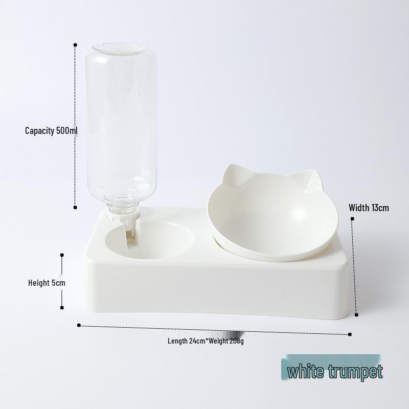 

Двойная миска для кошек для еды и воды с бутылкой – Пластиковая двойная миска для питомцев Small (OPP bag) белый