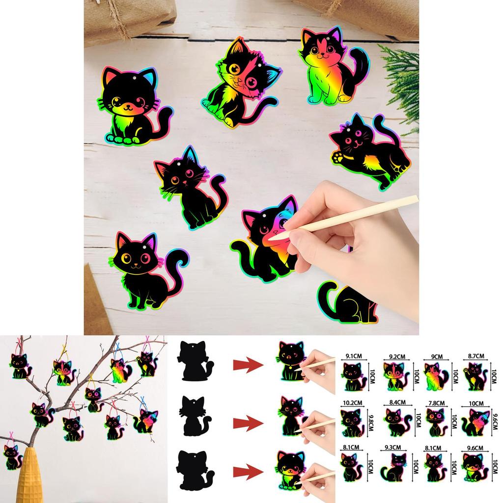 Diy Cat Scratch Cards For Birthday Party Decor With Bright Colors And Hanging Accessories For Childrens Events