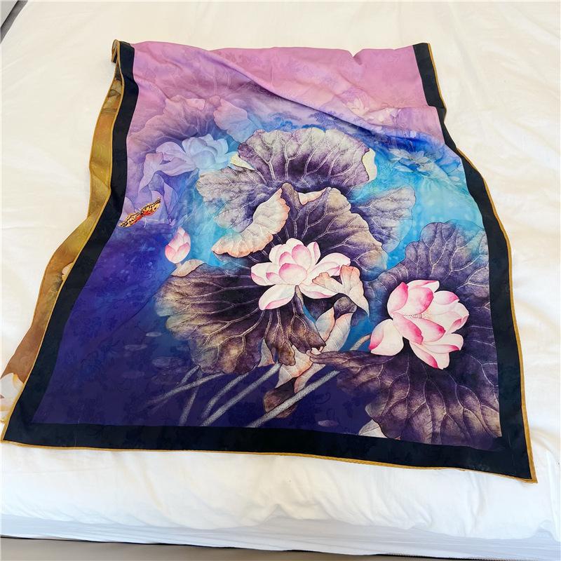 Xiangyunsha hualuo 70-180 women s silk scarf women s real silk lotus high-end shawl 70cm