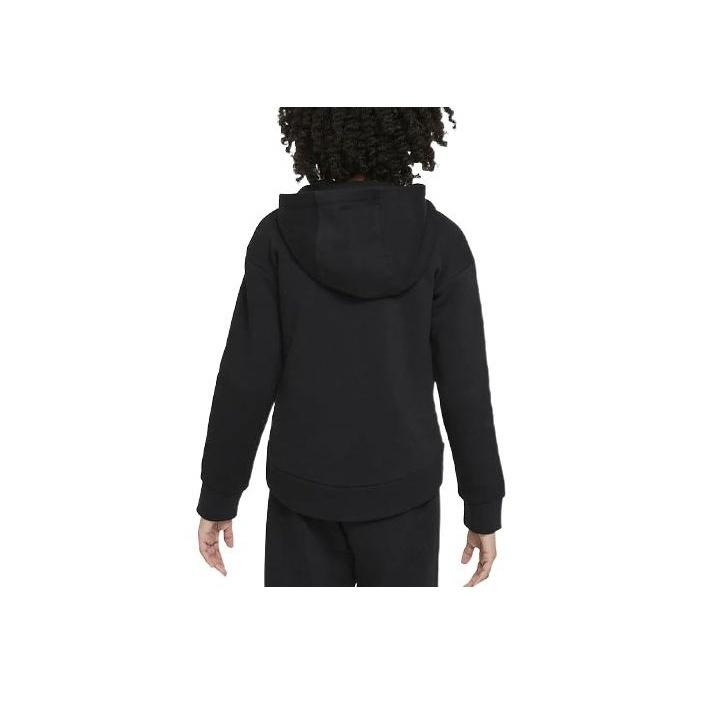 Nike Solid Color Logo Print Zip-Up Hoodie With Long Sleeves Kids Tops Black DC7118-010
