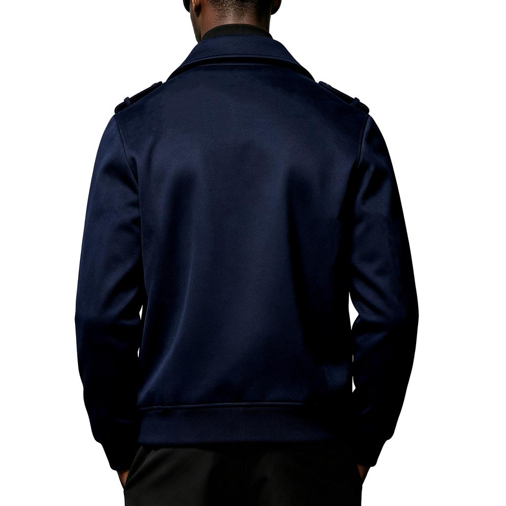Mens Lapel Collar Motorcycle Jacket, Asymmetric Zipper Long Sleeve Casual Outerwear for Daily Wear