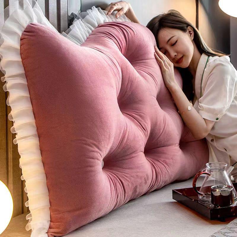Princess Backrest Cushion: Soft Crystal Velvet, Removable & Washable Pillow for Tatami Bed