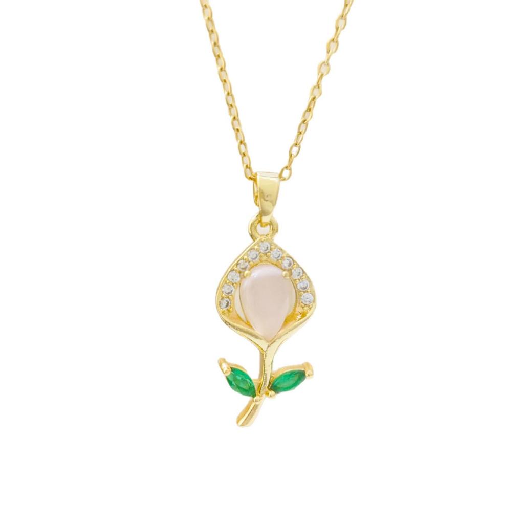 Elegant Tulip Necklace: High-End Titanium Steel, Non-Fading, Clavicle Chain, Versatile Light Luxury for Women.