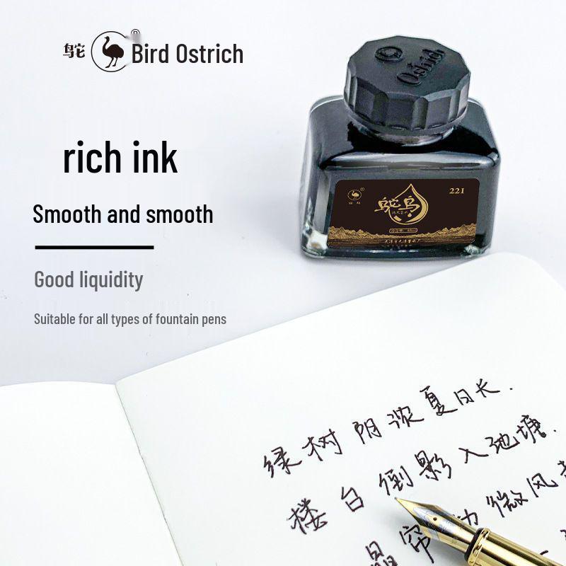 Ostrich Non-Carbon Ink for Series 5 Fountain Pens, Waterproof, Erasable, Red/Black/Pure Blue.