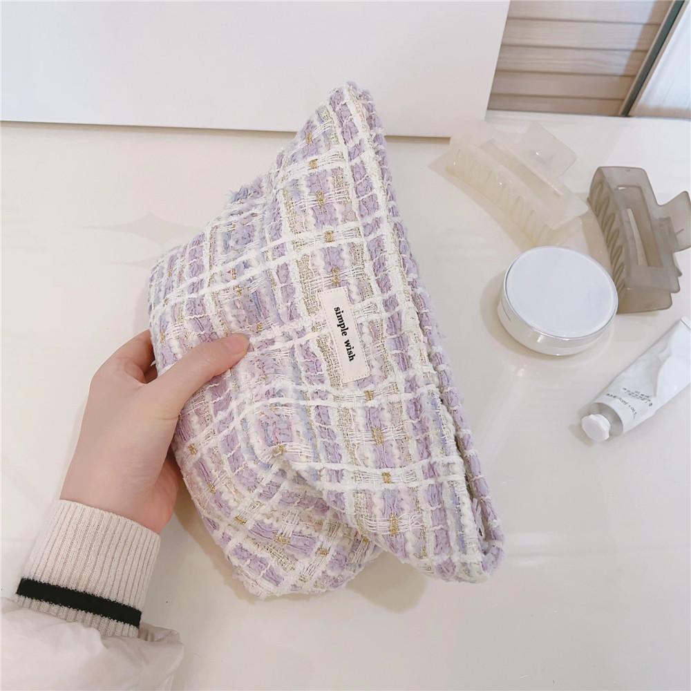 

587 Canvas Makeup Cosmetic Travel Bag Wear-resistant Women Teen Girls Toiletries Organizer Storage Pouch Light Purple
