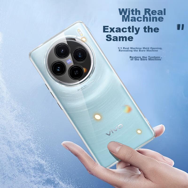 HOLDZU Air Cushion Drop ProtectionPhone Case for Vivo X100 Pro, Silicone Full Lens Protection, Ultra-Thin Frosted Design - Transparent
