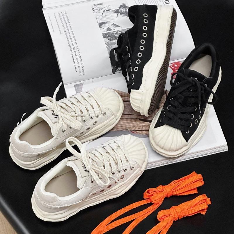 Niche design shell head dissolving shoes heightening platform versatile canvas shoes summer couple senior sense casual board shoes