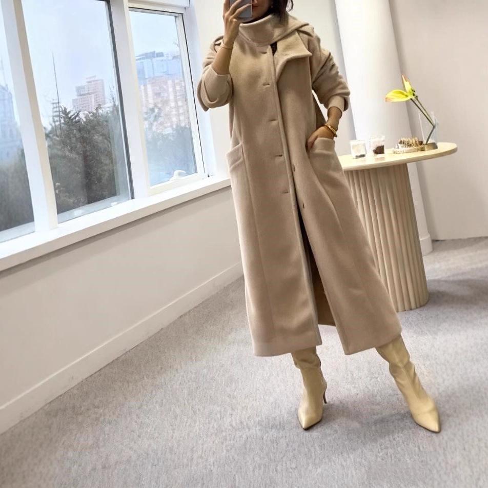 

2025 Autumn/Winter Korean-Style Woolen Windbreaker: Half High-Neck Solid Color Sweatshirt XXL