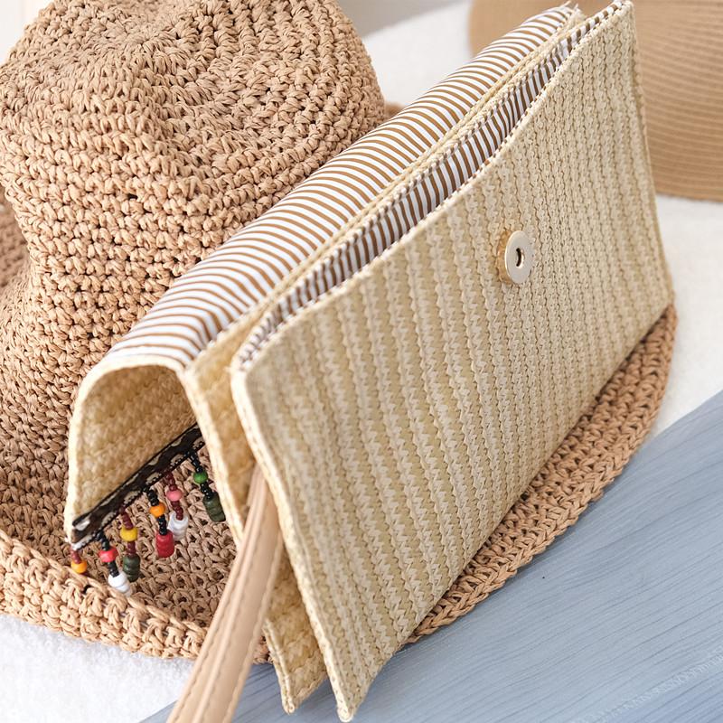 Neue Frühling Sommer Trendy Handtasche Mode Frauen Tasche Solide Stroh Casual Kupplung Frau Niedlich Quaste Vintage Strand Kleine Reise Handtasche