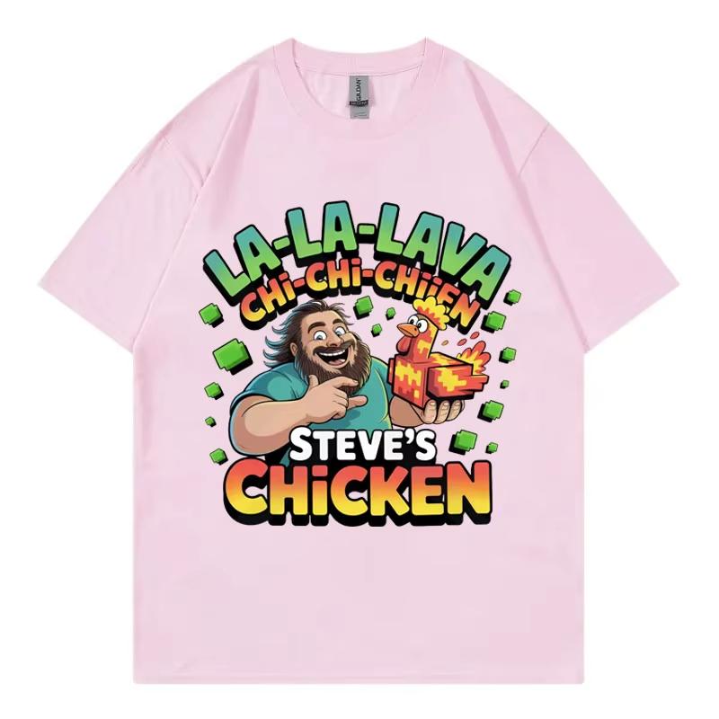 Steve's Lava Chicken Graphic T Shirts Men Women Casual Loose Short Sleeve T-shirt Harajuku Cartoon Oversized T-shirts Streetwear