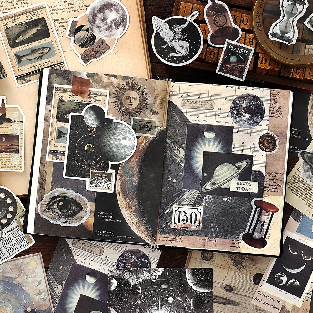 200pcs/pack Time Collection Box Series Retro Ins Scrapbook Decorative Stickers Material Pack DIYJournal Handmade Collage
