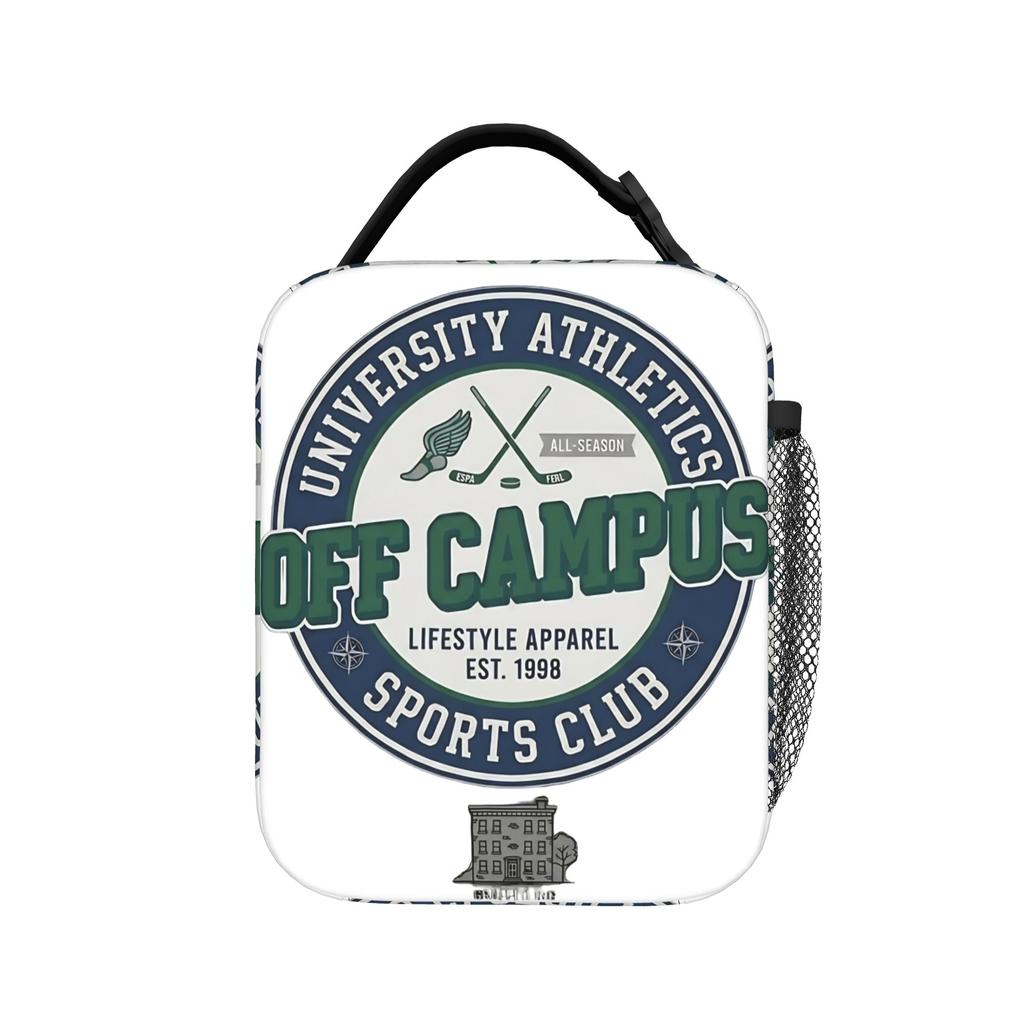 Off Campus Athletics University Sports Club Emblem Insulated Lunch Bags Thermal Bag Tote Lunch Box School Travel Bento Pouch
