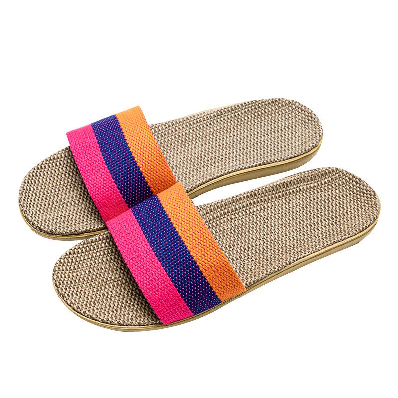 2025 Jarní bavlněné a lněné pantofle v japonském stylu: Dámský pot absorbující, protiskluzový pro všechna roční období