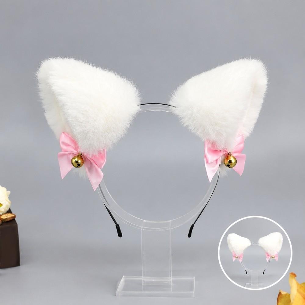 Handmade Fox Ears Hairband Ribbon Bow Animal Cosplay Hair Band Cat Ear Headband  Hair Accessories