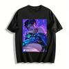 Cyberpunk Cool Girl Print Couple T-shirt Street Trendy Neon Style Loose Casual Crew Neck Short Sleeve Top Pure Cotton T-shirt