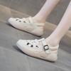 Women's 2025 Leather Flat Sandals - Soft Sole, Casual Style, Round Toe, Color Block for Beach & Pregnancy