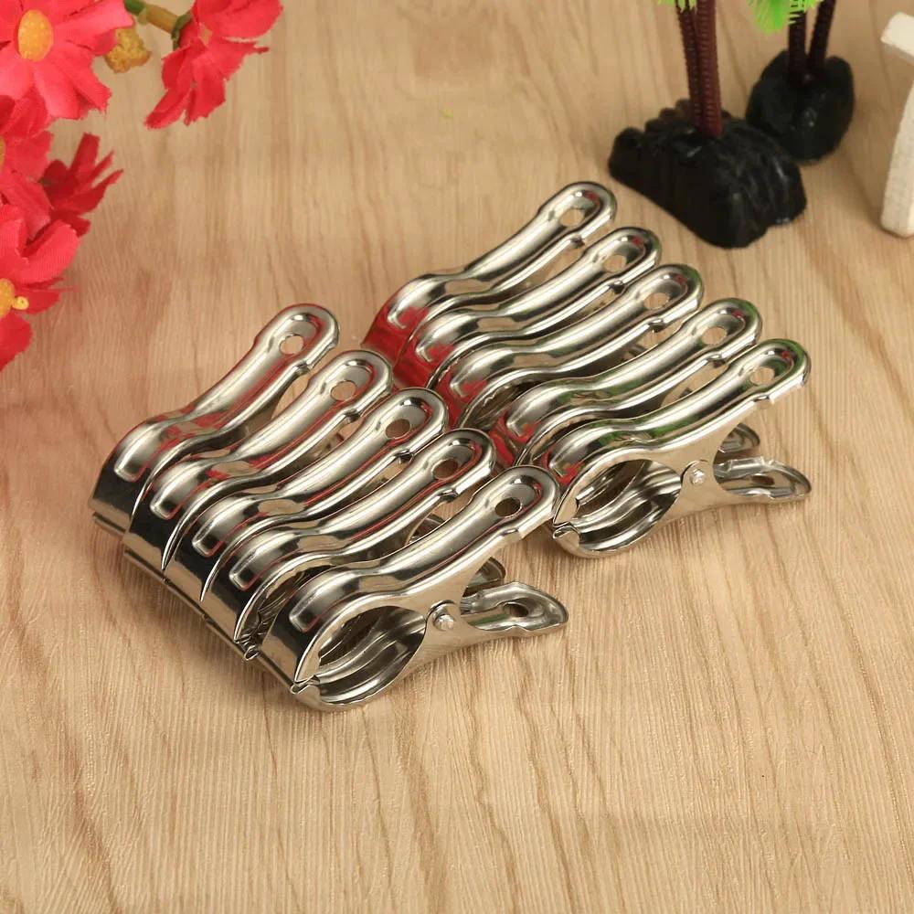 10PCS Stainless Steel Beach Towel Clips Keep Your Towel Secure Windproof Utility Clothespins for Outfit