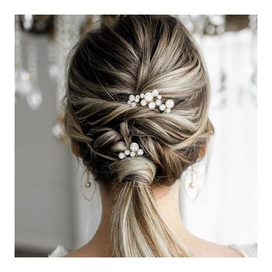 12pcs Pearl Hair Pins for Women, U-Shaped Bridal Hair Accessories for Wedding, Graduation, Anniversary, Photo Shoots - Bronze Color, Faux Pearl,