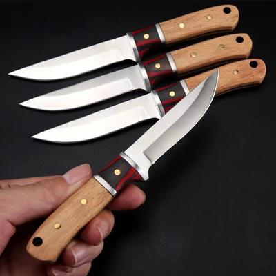 Couteau à viande à main mongol Couteau à désosser Couteau de chasse en plein air Couteau à mouton Manche en bois Couteau à fruits de cuisine Couteau de boucher de camping