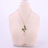 Fashionable and Sophisticated Green Pearl Butterfly Teardrop Necklace for Women, Elegant and Versatile Titanium Steel Collarbone