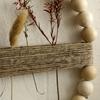 Yousheng Wood Bead Rope Wall Decoration Boho Farmhouse Rustic Round Plants Display Frame Wall Art Home Office Living Room Wall Ornament