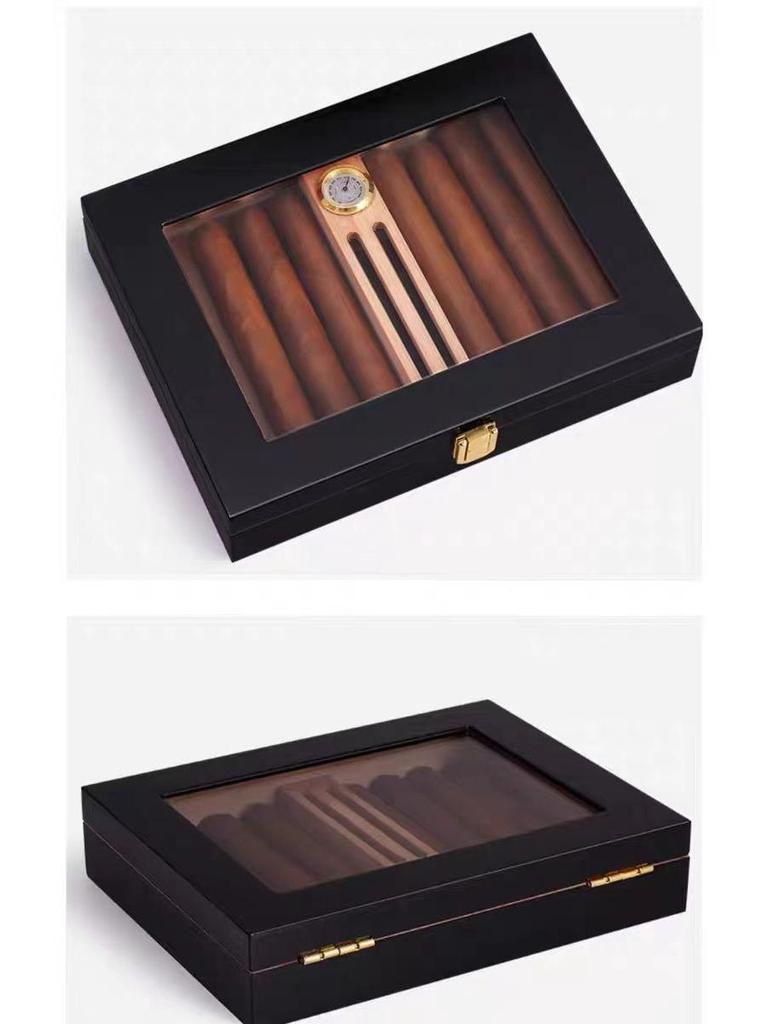 Qie Long Portable Large Capacity Cedar Wood Cigar Humidor Box