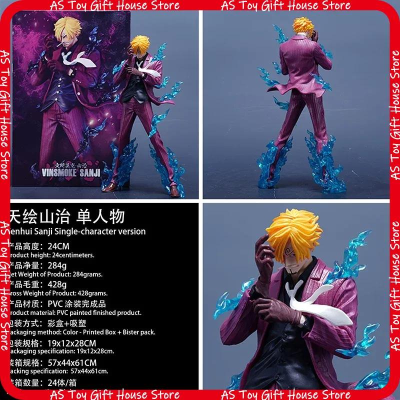 Sell Sky Painted One Piece Sanji Gk Hand Made Model Animation Peripheral Desktop Decoration Collectible Blue Flame Figurine