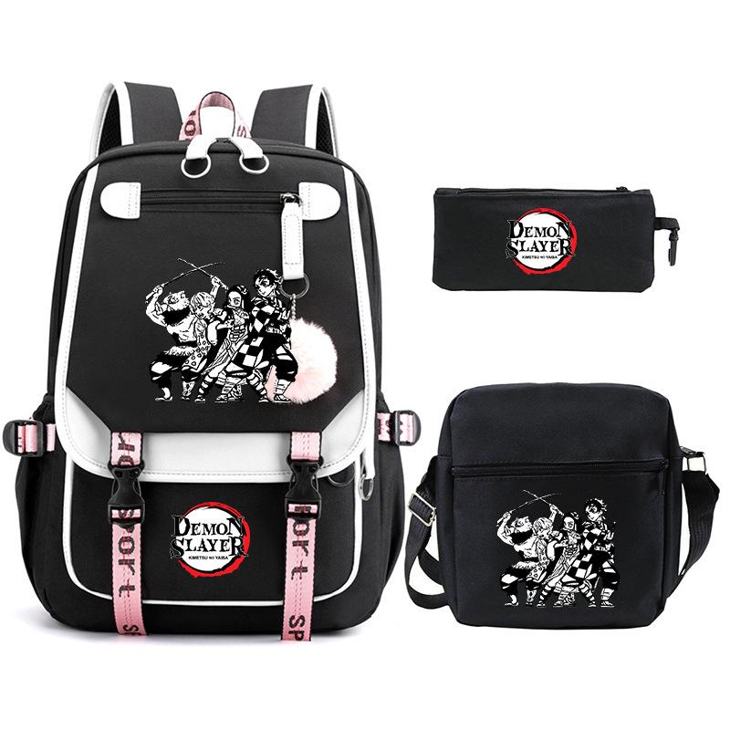 Riman peripheral printing fashion backpack cross-border campus primary and secondary school students schoolbag shoulder bag pencil bag three-piece set